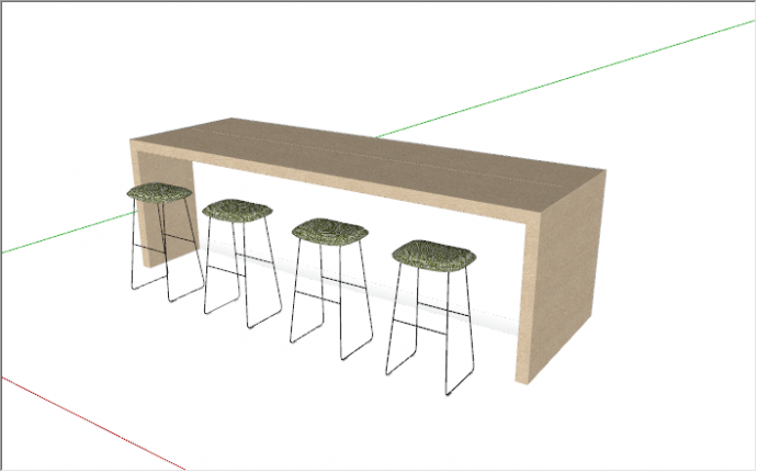 现代北欧木质长桌餐椅组合su模型_图1