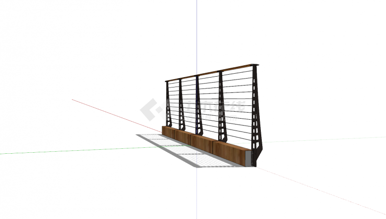 不锈钢栏杆木制底座su模型-图二