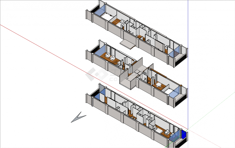 简约木地板现代风格马赛公寓单元su模型-图一