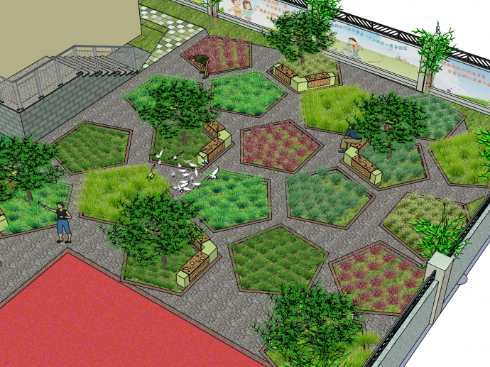 小区庭院景观su模型_图1