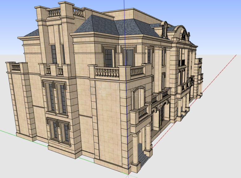 大型多层现代联排别墅su模型-图一