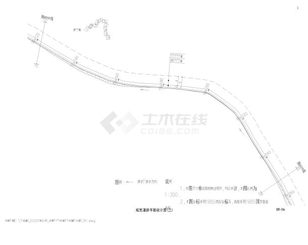 美丽乡村建筑-拓宽道路平面CAD-图二