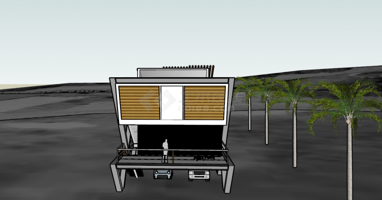 现代有创意的海滨别墅su模型-图二