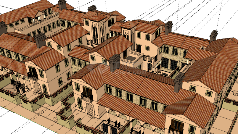红黄银川托斯卡纳-八拼别墅su模型-图一