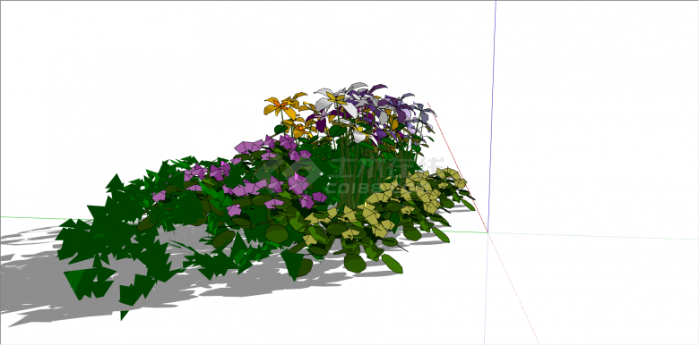 多色花卉灌木植物su模型-图二
