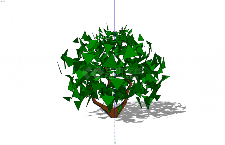 绿色现代球状矮灌木su模型-图一