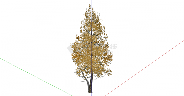 现代黄叶标准冬景树su模型-图一