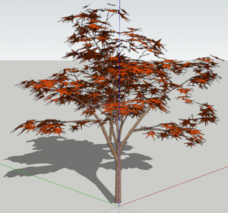 现代枝叶如盖的红色花乔木su模型-图二