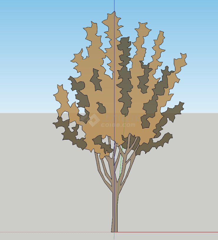 小型细支的棕色乔木su模型-图一