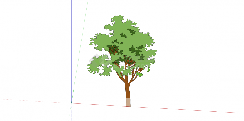 现代单棵绿叶树设计su模型-图二