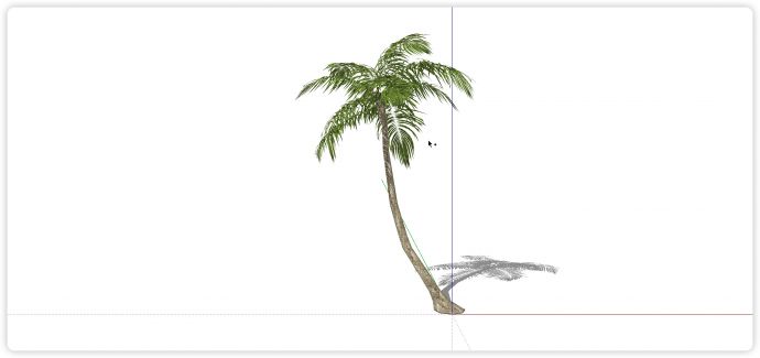 倾斜树干椰树su热带树模型_图1
