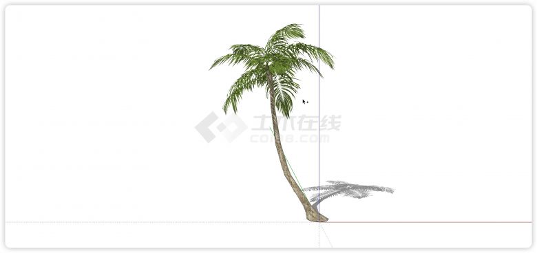 倾斜树干椰树su热带树模型-图一