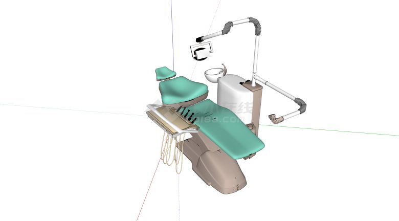 绿色垫子可平躺牙医手术台医疗器械su模型-图一