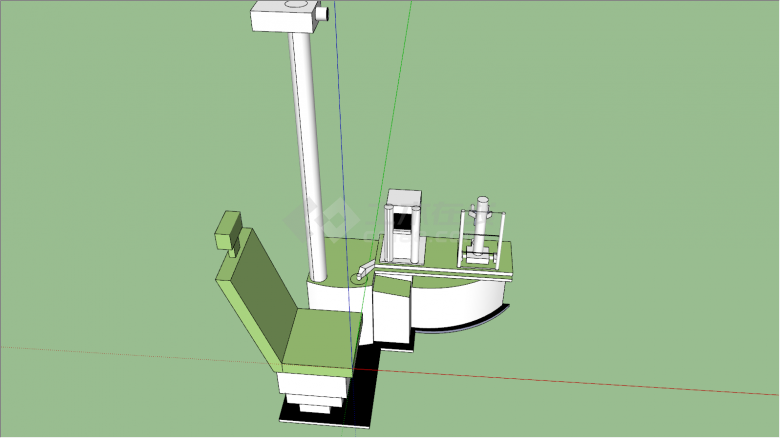 白色和绿色带座椅医疗器械su模型-图二