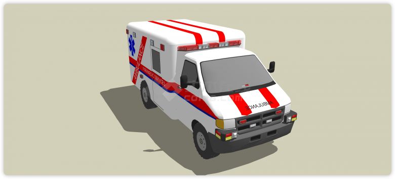 白色红色救护车医疗器械su模型-图一