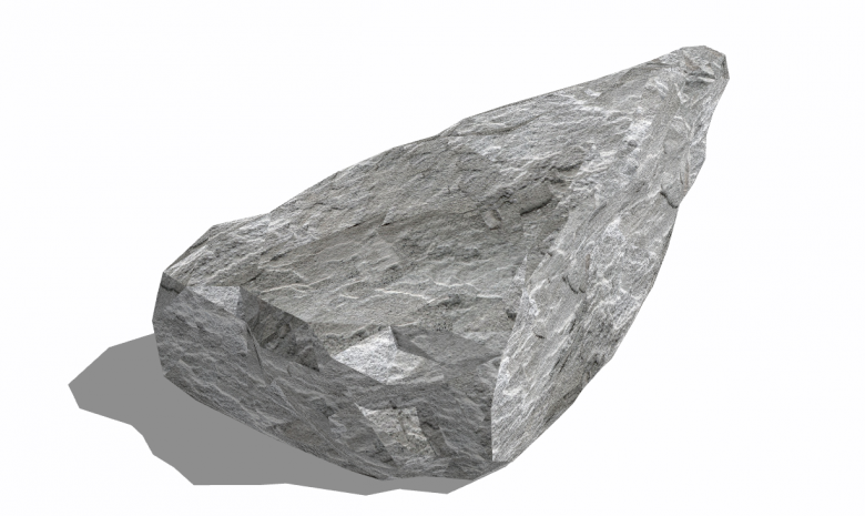 一块灰色的异形的石头su模型-图二