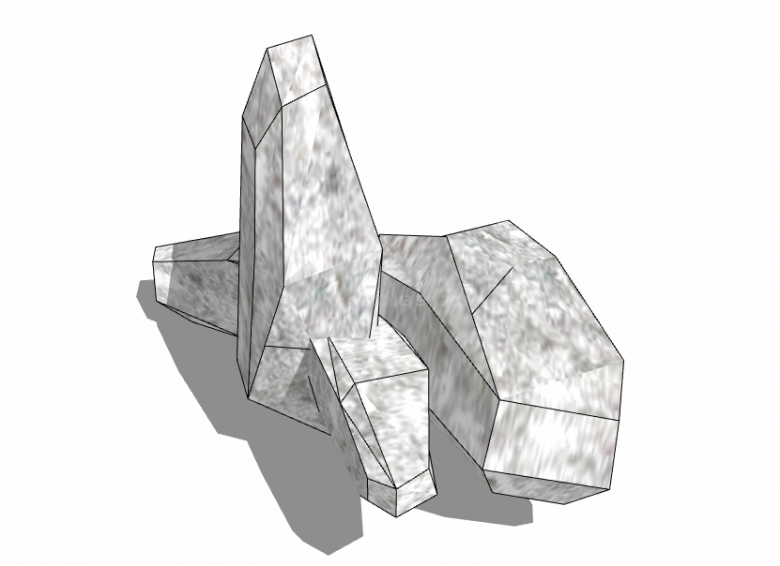 带有四块的组合的白色石头su模型-图二