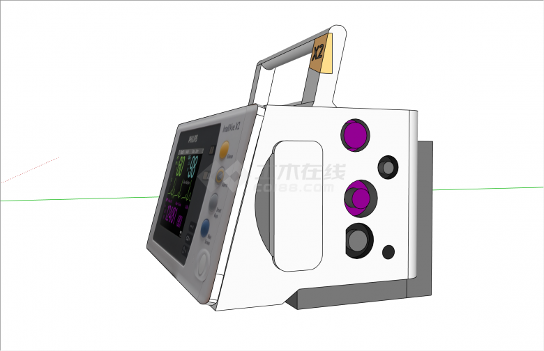 现代心率监控仪医疗设备su模型-图二