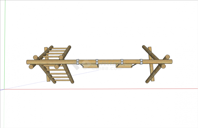 现代木制量两个秋千椅su模型-图二