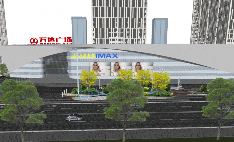 现代大气大屏幕简约商业广场景观su模型-图二
