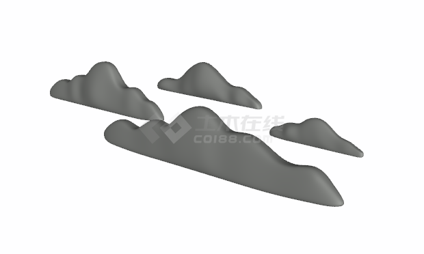 新中式大气创意银色山脉禅意石头su模型-图二