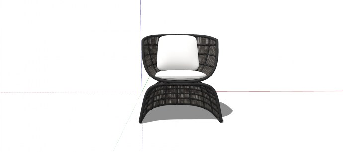 黑色藤编圈椅户外特色座椅su模型_图1