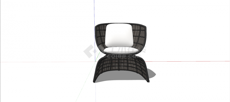 黑色藤编圈椅户外特色座椅su模型-图一