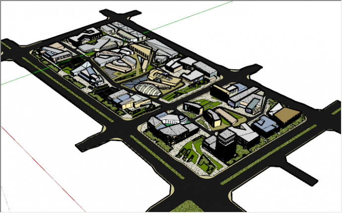 现代工业区大型工业园规划su模型_图1