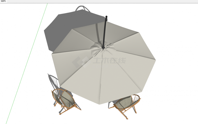 方形台八边形遮阳伞绳编座椅户外特色座椅su模型-图二
