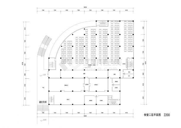 某地科技学院多层食堂设计图-图二