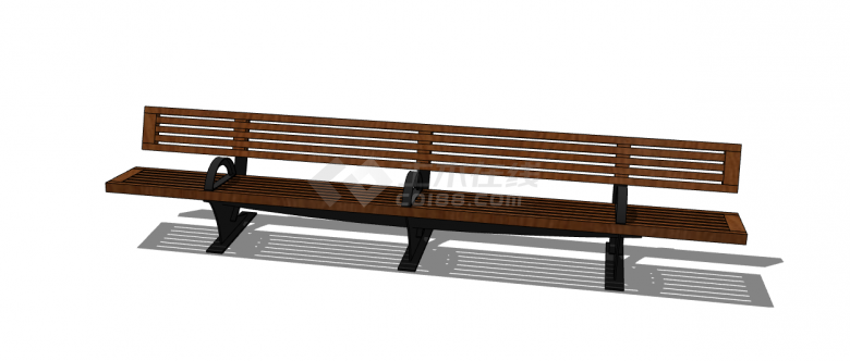 一张棕色的木质的长条座椅su模型-图一