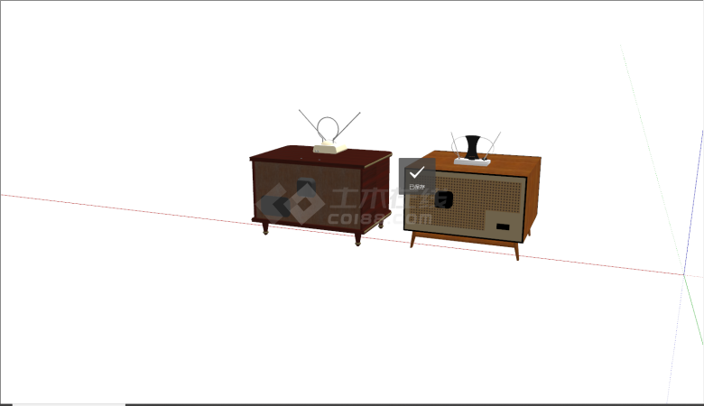 复古天线信号电视机su模型-图二