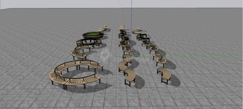 木制铁艺户外吧台桌椅树池su模型-图二