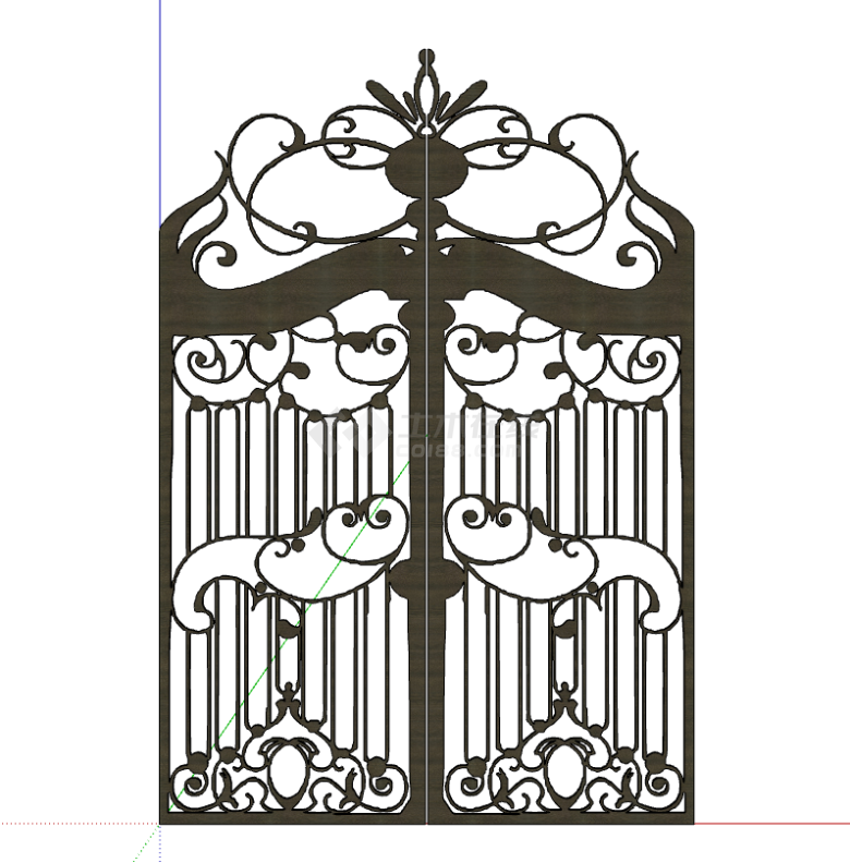 农村别墅欧式精品铁艺大门su模型-图一