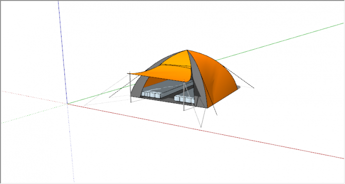 现代户外亮橙色双人帐篷su模型_图1