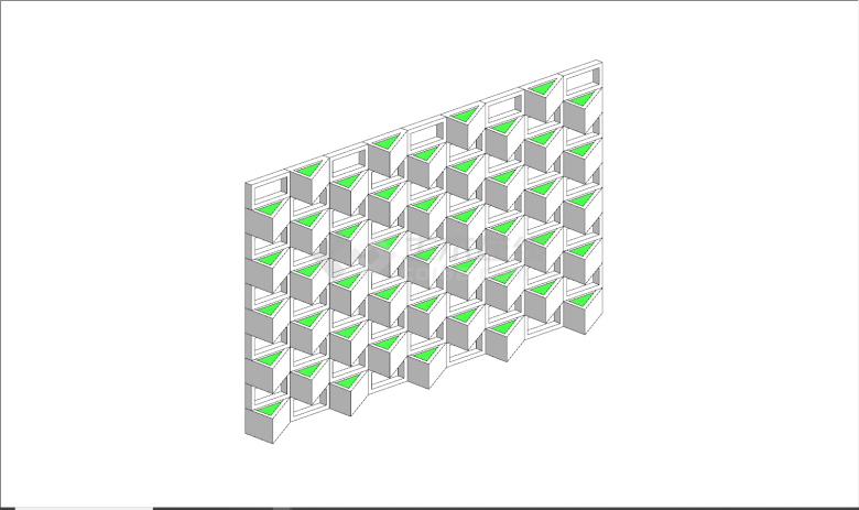 绿色三角形凸起穿孔板建筑表皮su模型-图二