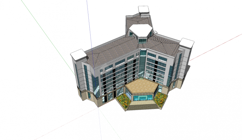 五冶公建办公楼平面立面总图su模型-图二