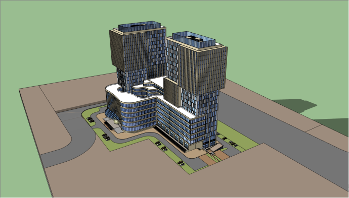 一栋外形美观的高层的办公建筑su模型_图1