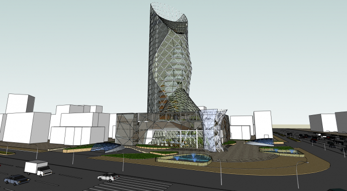 高层办公楼建筑设计su模型_图1