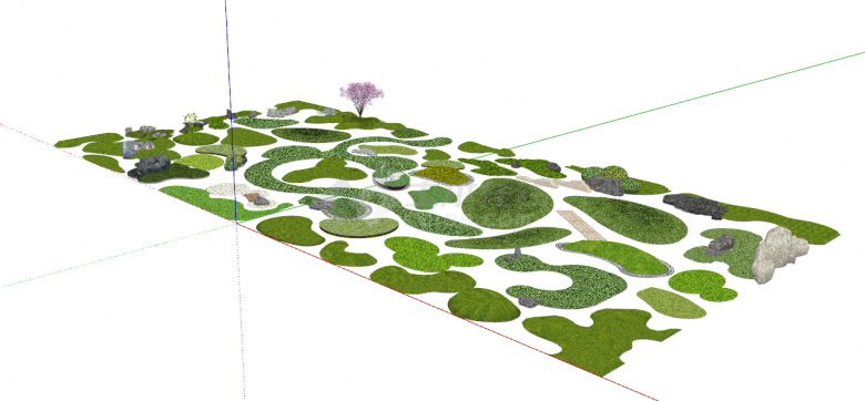 现代创意自然绿色花艺庭院su模型-图一