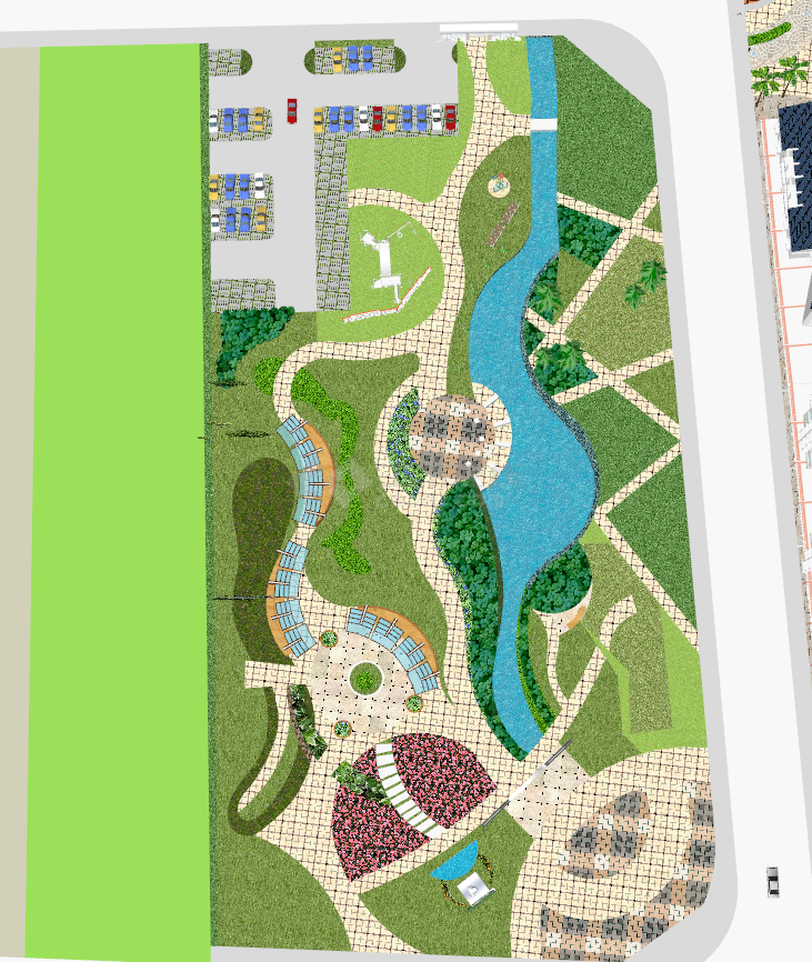 新中式精美创意休闲精品住宅小区园林景观su模型-图二