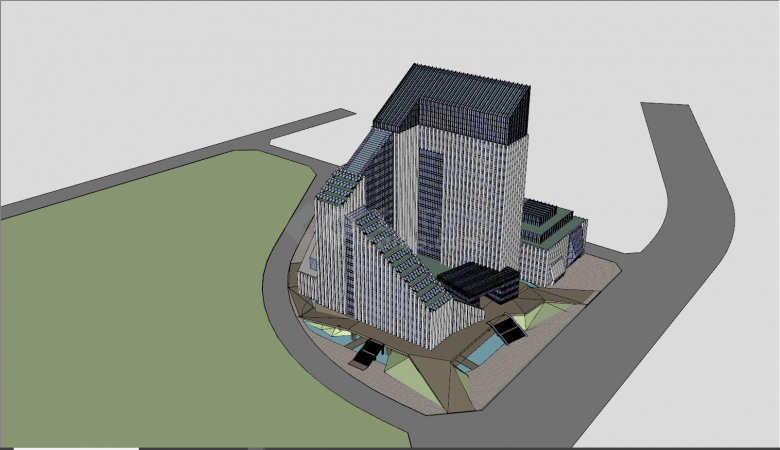 现代生态型层次办公楼su模型-图二
