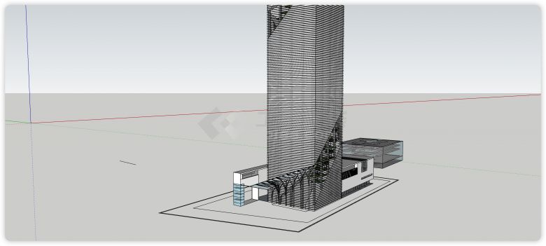 横线钢结构主体设计高层设计方案su模型-图一