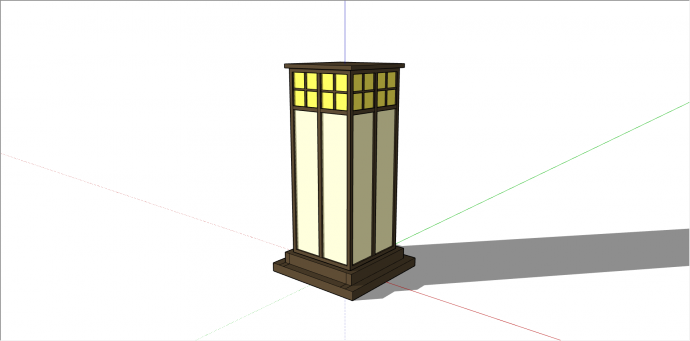 新中式长方体状灯笼 su模型_图1