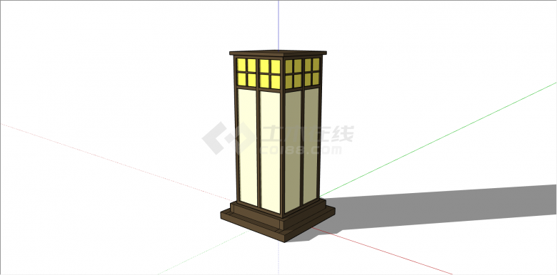 新中式长方体状灯笼 su模型-图一