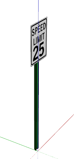 简约绿色英文交通路标指示标识牌su模型_图1