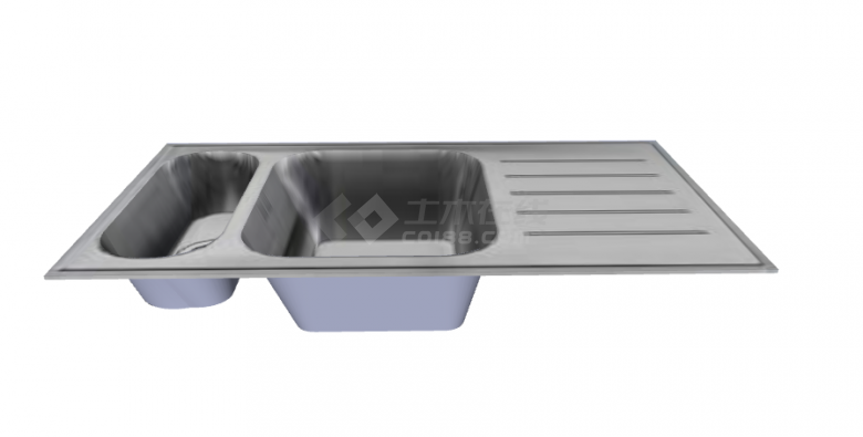 紫色外壳简约不锈钢台盆水槽组合su模型-图二