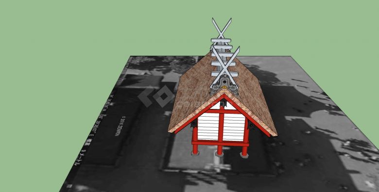 日本茅草坡屋顶古建su模型-图一