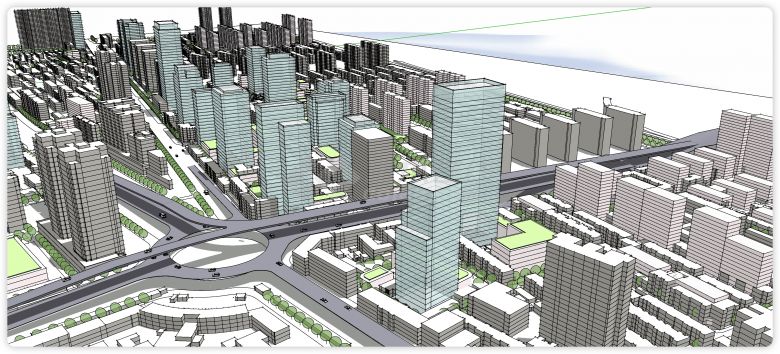 郑州二七区城市设计规划总图su模型-图一