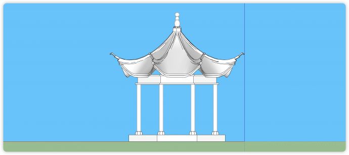 中式复古圆柱八角亭戏台su模型_图1